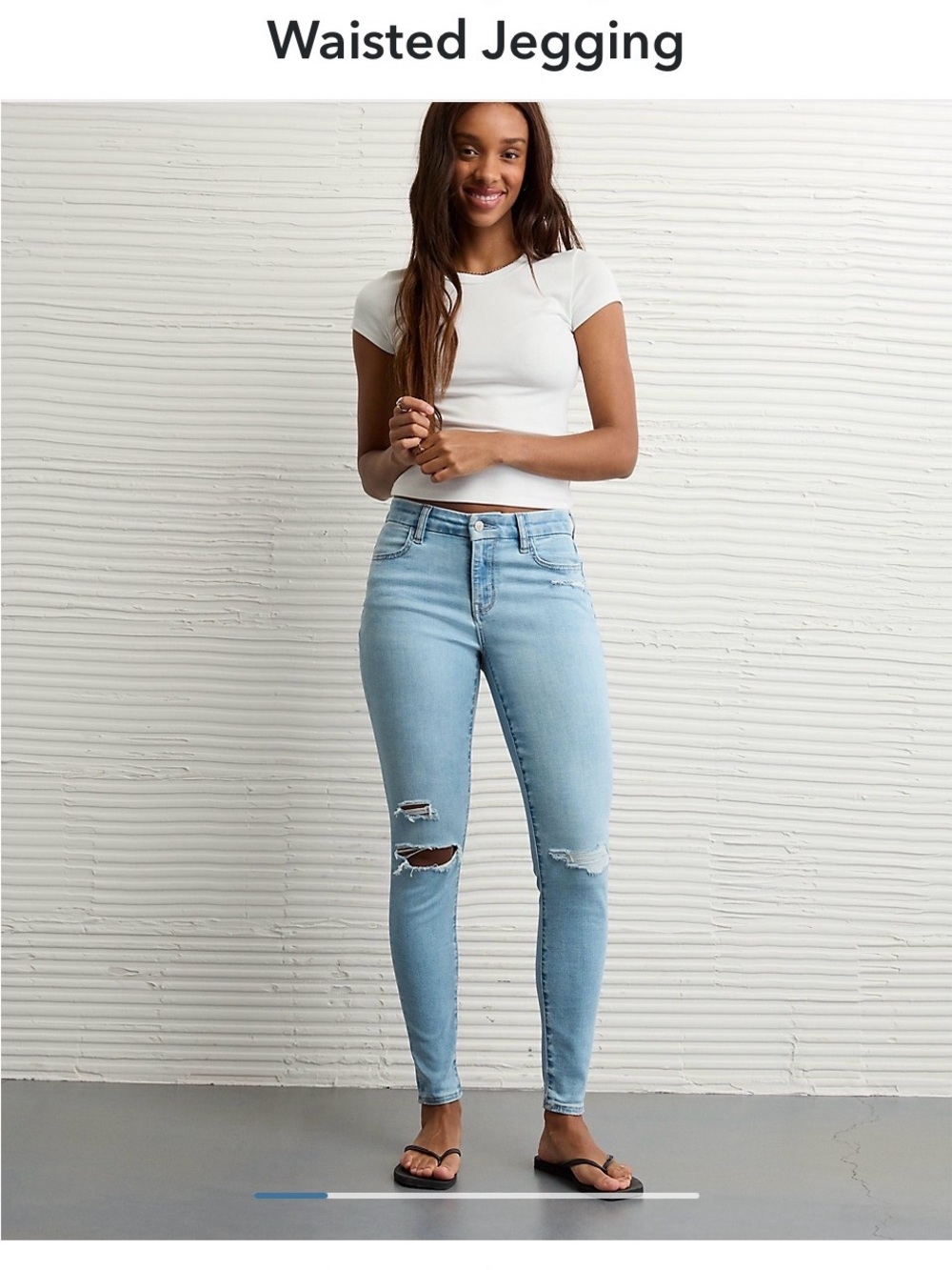 American Eagle Outfitters Light Blue High-Rise Distressed Jeggings